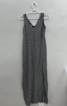 Womens Motherhood Maternity Maxi Dress Size Small Black White Striped Sleeveless - $9.46