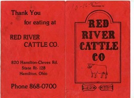Red River Cattle Co &amp; Red River Saloon Menu Hamilton Ohio 1980&#39;s 6 Pound Steak - £14.02 GBP