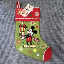 DISNEY Store Mickey Mouse Christmas Green Stocking Embroidered Retired N... - $45.86