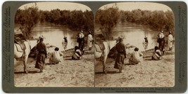 1903 Underwood Real Photo Stereoview Card 3126 Baptizing in the Jordan Palestine - £7.46 GBP