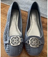Christian Siriano Delilah Women Flats Slate Blue Silver Buckle Accent Sz... - $19.79