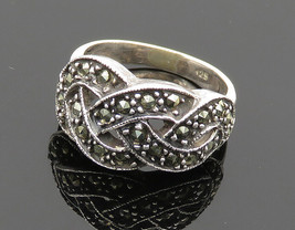 925 Sterling Silver - Vintage Marcasite Braided Style Band Ring Sz 7 - RG20232 - £26.22 GBP