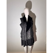 FC Jeans Faux Shearling Black Open Front Vest Size 8 - $27.72