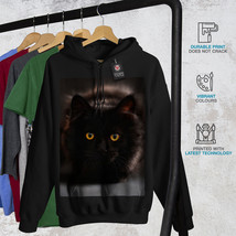 Wellcoda Black Pussy Cat Mens Hoodie, Fluffy Casual Hooded Sweatshirt - £25.57 GBP+