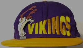 $45 Minnesota Vikings Tasmanian Devil Looney Tunes Vintage 90s Purple Cap Hat - $54.31