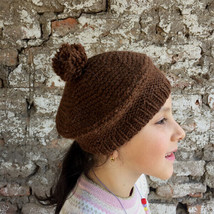 Alpaca Beret - French Beret Alpaca Wool Hat, Brown Knit Wool Beret Hat For Girls - £27.88 GBP