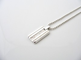 Tiffany &amp; Co Silver Atlas Dog Tag Bar Beaded Necklace Pendant Chain Gift... - £256.86 GBP
