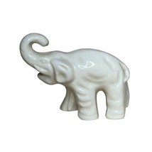 Vintage White Ceramic Elephant Figurine Trunk Up - $222.50 MXN