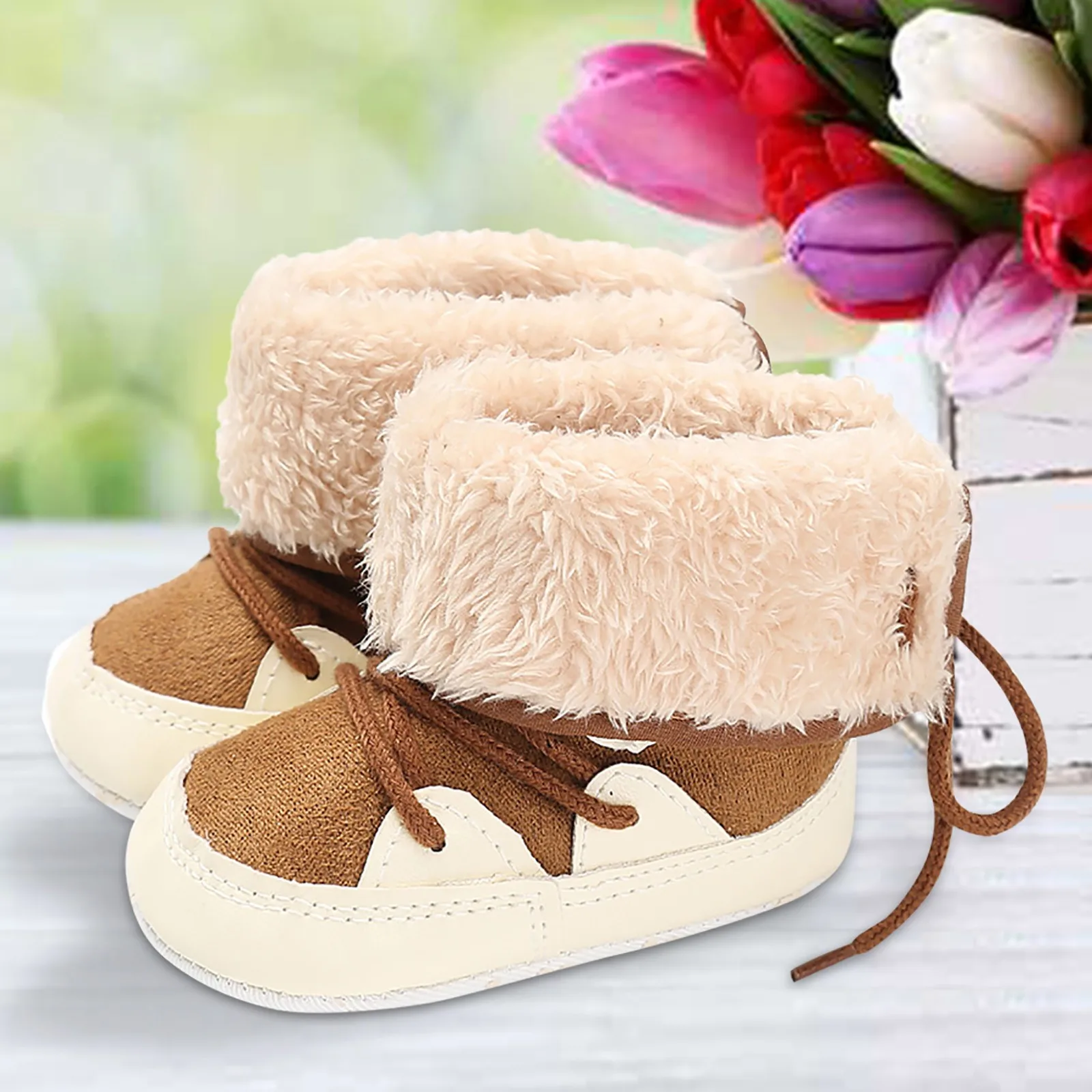  Girl Boots Size 8 Baby Booties Newborn Girl Boy Shoes Infant Winter Warm Ankle  - £54.20 GBP