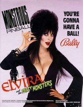 Elvira And The Party Monsters Pinball Flyer Sexy Vampire Fold Out POSTER Horror  - £22.13 GBP