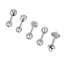 5PCS Star Tragus Stud Earring Set Heart Small Stud Set Lobe Piercing Cartilage S - £10.87 GBP