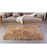 Real Genuine Tibetan / Mongolian lamb fur Rug - Dark Beige - Custom size... - €507,15 EUR