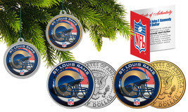 St Louis Rams Colorized Jfk Half Dollar 2-Coin Set Nfl Christmas Tree Ornaments - £11.17 GBP