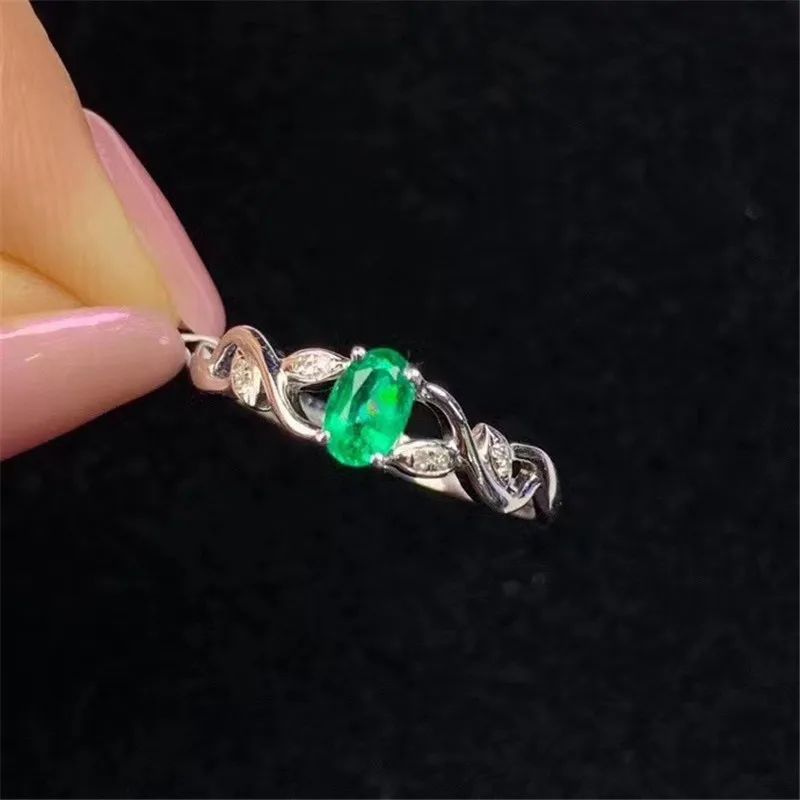 Elegant Natural Emerald Rings Sterling 925 Sliver Gemstone Oval  Fine Jewelry fo - £60.40 GBP