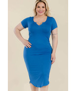 Plus Size Split Neck Bodycon Midi Dress - $35.82 CAD