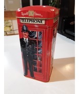 English TELEPHONE BOOTH CANISTER Bank TIN Russell Stover  English Caramels - £11.72 GBP