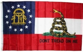 Georgia DON&#39;T TREAD ON ME State Flag 3x5 ft Gadsden Tea Party Rattlesnake Trump - £13.31 GBP