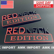 2PC SET 7&quot; Redneck Edition Logo Emblem Decal Red Neck Sign Black Truck Boat Car - £14.86 GBP