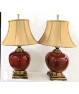 Pair of Uttermost Daviel Oxblood Red Porcelain Bronze Base Table Lamp 26... - $11,123.45 MXN