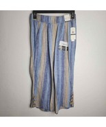 da-sh Blue Stripes Linen Blend Wide Leg Pants W/Pockets Size S - $734.95 MXN