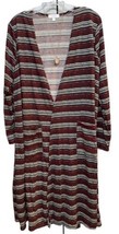 NWT LuLaRoe Large Black Maroon Gray White Striped Sarah Long Cardigan - $44.54