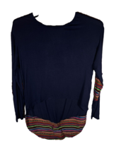 Boho Jane Womens Small S High Low Shirt Elbow Pads Blue Rainbow - AC - $12.70