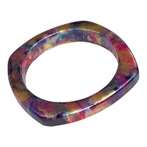 Hand Painted Marble Effect Shades of Purple Resin Bangle Bracelet for Women Girl - £19.66 GBP