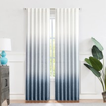 Central Park Ombre Light Filtering Curtain Linen Gradient Print On, Set Of 2 - £47.17 GBP