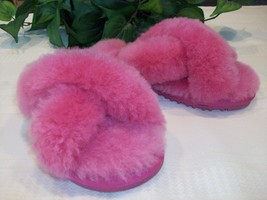 Aspen Slippers Shearling Sheepskin Fur Slide Toddler Girls Kids Small 10 Pink - £21.23 GBP