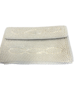 Hand Bag Ivory White Seed Beads Sequined Evening Bag Clutch Bag Vintage - £19.06 GBP