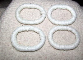 oval SHOWER CURRTAIN HOOKS 4 white cloth covered 2-5/8 x 2" wide (D) - $4.00
