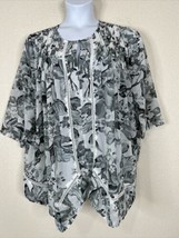 Jessica London Womens Plus Size 18 (1X) Sheer Gray Floral Top 3/4 Sleeve - £11.73 GBP