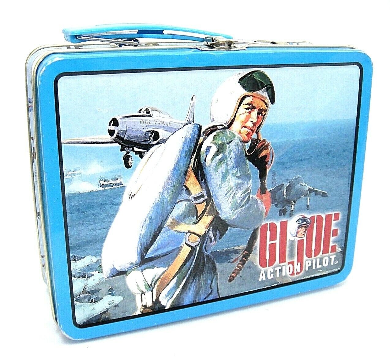 GI Joe Action Pilot Metal Lunch Box 2000 Hasbro Blue - $8.90