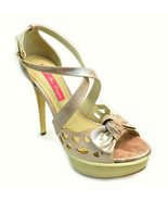 Tan Leather High Heel Dress Shoes Size 8 Stiletto Platform Open Toe Sandal - £110.79 GBP