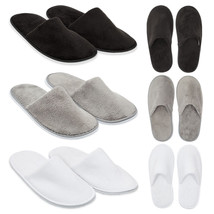 12 Pairs Grey, White, Black Disposable Slippers For Guests Non-Slip Closed Toe - £55.97 GBP