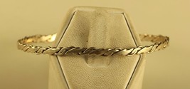 Vtg Signed Sterling Silver Modern Wavy Twisted Braid Slim Bangle Bracelet 7 3/4 - £38.68 GBP