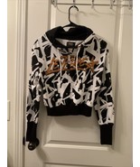  Le Tigre Medium Women&#39;s White Black Orange Glitter Sweatshirt Hoodie Si... - $50.96