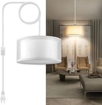 Contemporary Pendant Light Fixture Modern Hanging Kitchen Ceiling White Plug In - £27.05 GBP