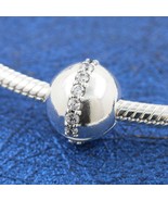 2020 Spring Release 925 Sterling Silver Sparkling Line Clip Charm With C... - £14.00 GBP