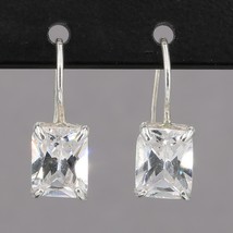 Vintage Silpada Sterling Silver Rectangular Radiant Cut CZ Drop Earrings... - $39.99