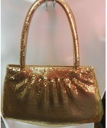 Vintage Whiting &amp; Davis Gold Mesh Bag Magnetic Snap Double Handles - €82,94 EUR