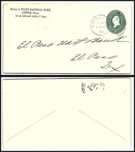 1890 TEXAS Cover - State National Bank, Austin to El Paso, TX O13 - £2.35 GBP