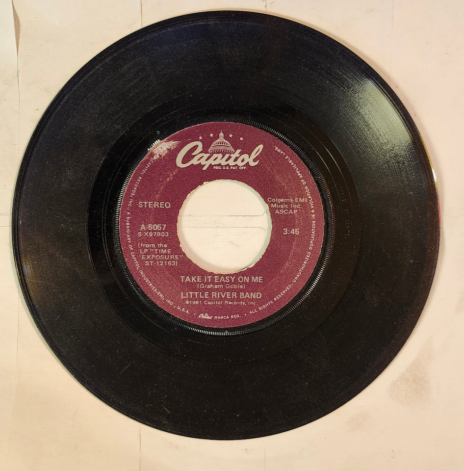 Little River Band Take It Easy On Me 7&quot; Vinyl Record 1981 Capitol A5057 ... - $0.98