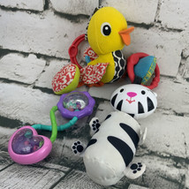 Baby Toys Lot Soft Plush Hard Tethers Rattle Infantino Bright Stars Cat Bird - $11.88