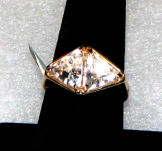 18 K Yellow Gold Hollow Filled Ring with 3.2ct. Cubic Zirconia Wedding Sz. 9 - £31.64 GBP