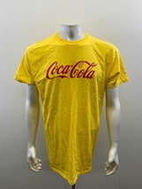 Coca-Cola Men&#39;s Cotton T Shirt Size Large Yellow Short Sleeve Crew Neck Tee - £7.00 GBP