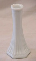 Milk Glass Floral Bud Vase Striped Pattern E.O. Brody Cleveland OH USA - $12.86