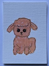 ACEO Original Art Cute Orange Lamb Acrylic Painting - $7.02 CAD