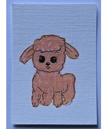 ACEO Original Art Cute Orange Lamb Acrylic Painting - $7.01 CAD