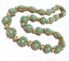 Flower Turquoise clusters pearl seeds Riviere Rivière  Floral Necklace - £337.79 GBP